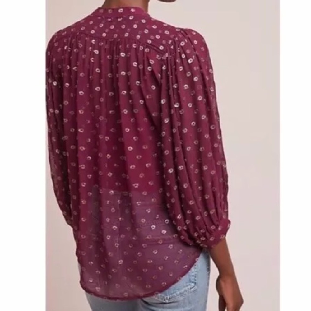 Anthropologie Moulinette Soeurs Allegra Foil Printed Button Down Blouse Sz XXS - Picture 3 of 8